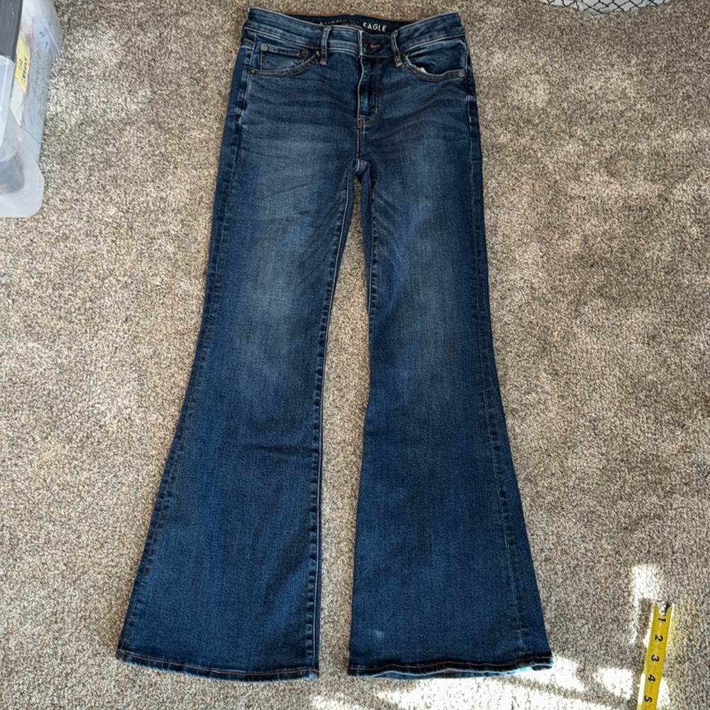 American Eagle next level stretch “super lowrise flare” jeans size 2 short